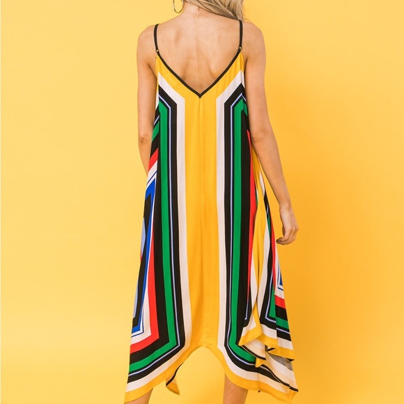 Jealous Tomato Multicolor flowy festive Asymmetrical handkerchief hem Dress - Picture 3 of 8